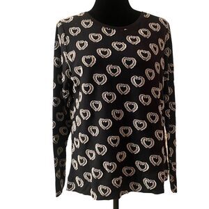 LOFT Heart Print Long Sleeve Top – Size M – NWT